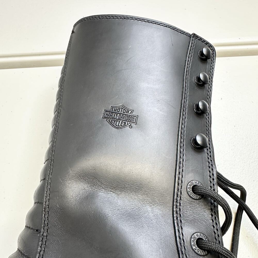 Harley Davidson Motorcycle Boots Akers 10" Lace Women’s 10M Black Leather D84764 - Picture 3 of 5